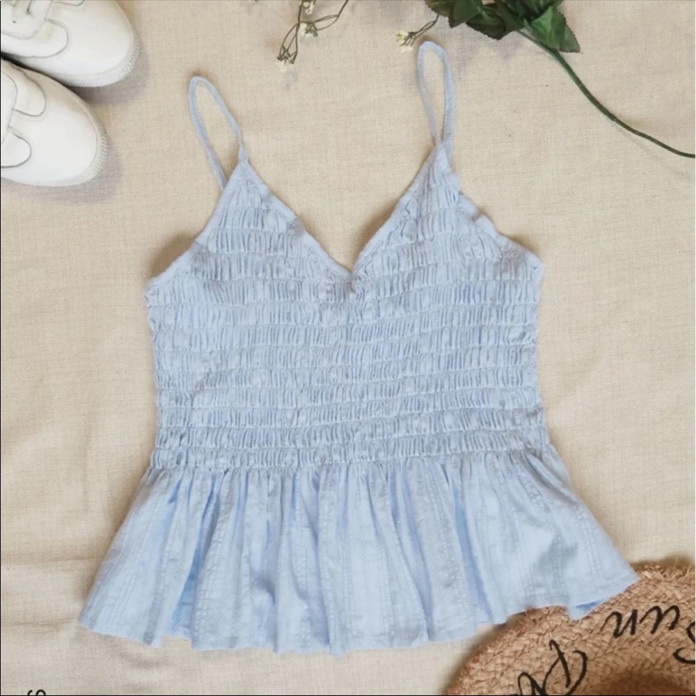SHEIN Plus shirred ruffle hem peplum cami top